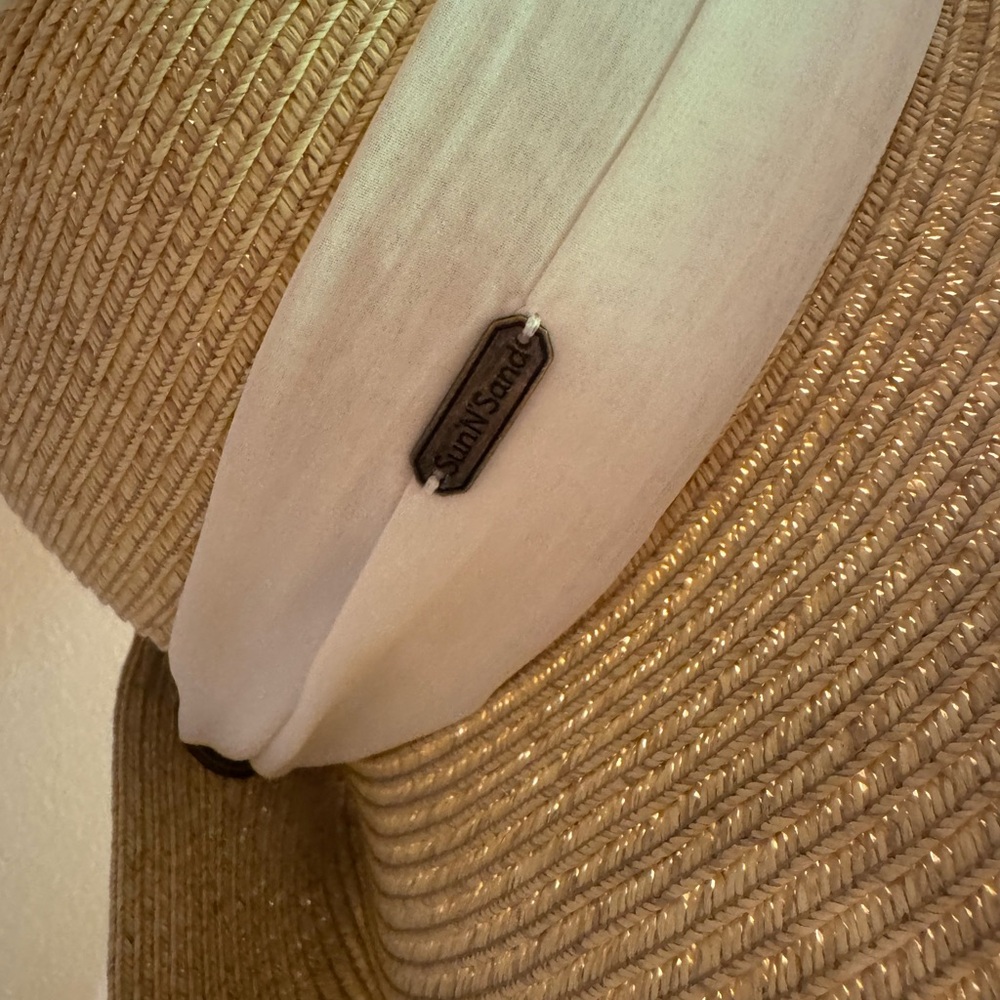 Sun N Sand Tan Sun Hat with White Ribbon - Beautiful - Picture 3 of 4